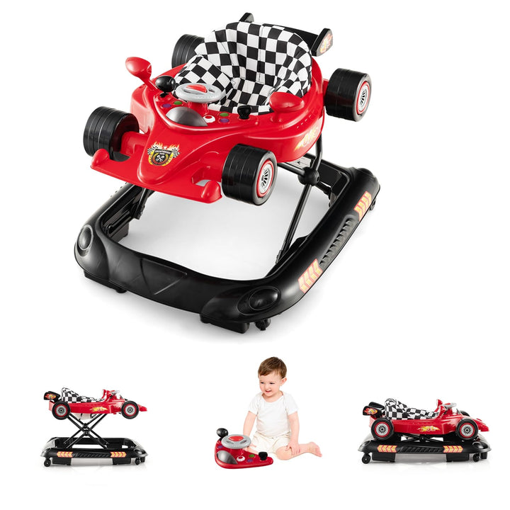LIFEZEAL 4 in 1 Lauflernhilfe Baby, Höhenverstellbar &amp; Klappbar Babywalker, Musikalische Lauflernhil