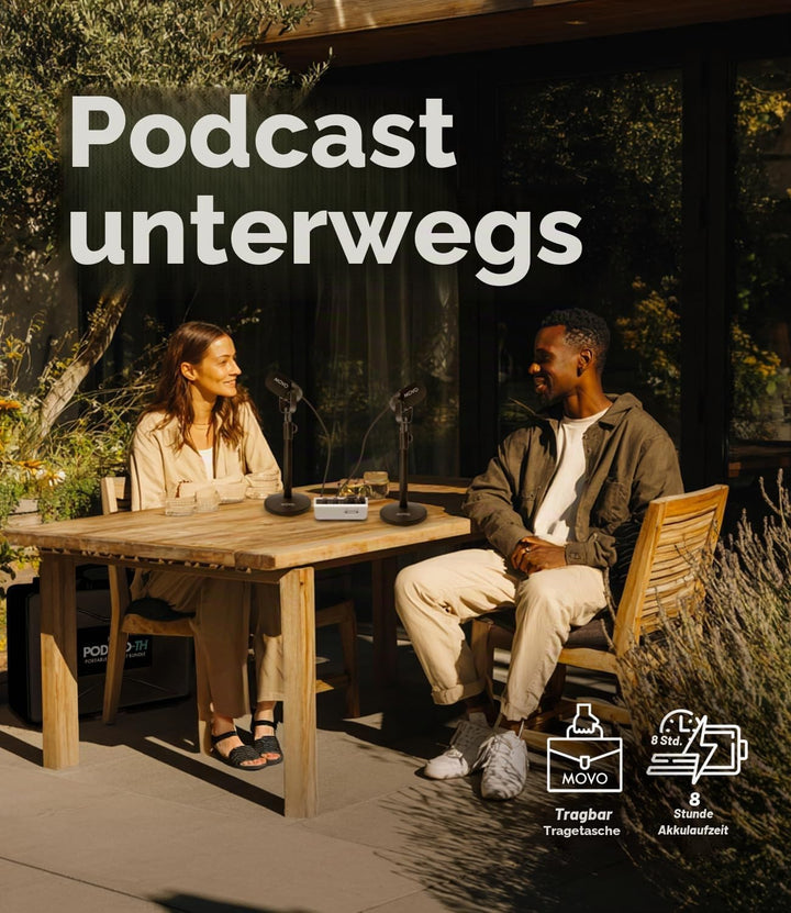 Movo Tragbares Podcast-Ausrüstungspaket für iPhone/Android-Handys, Podcast-Kit mit Audio-Schnittstel