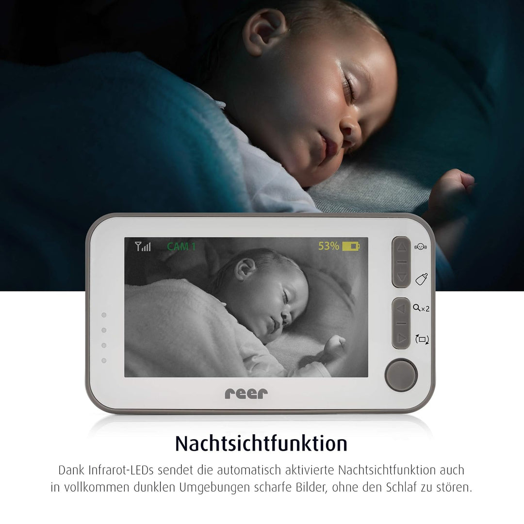 reer 80430 BabyCam Video Babyphone L, 300m Reichweite, 50 Grad Weitwinkel-Kamera, 4,3" TFT Display,