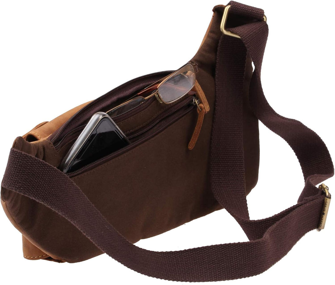 Greenburry Vintage Umhängetasche Leder Braun 26cm x 7cm x 43cm