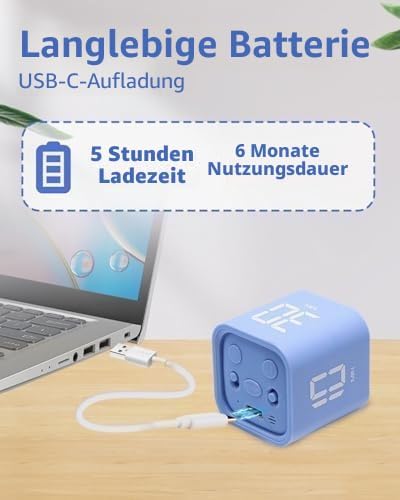 Produktivitätstimer Flip-Schwerkraftsensor-Würfeltimer Countdown &amp; Countup, Stummschaltung &amp; Vibrati