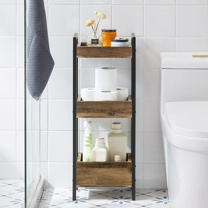 SoBuy FRG226-F Badregal Vintage Standregal Küchenregal mit 3 Ablagefächern BHT ca: 28x74x20cm, Vinta