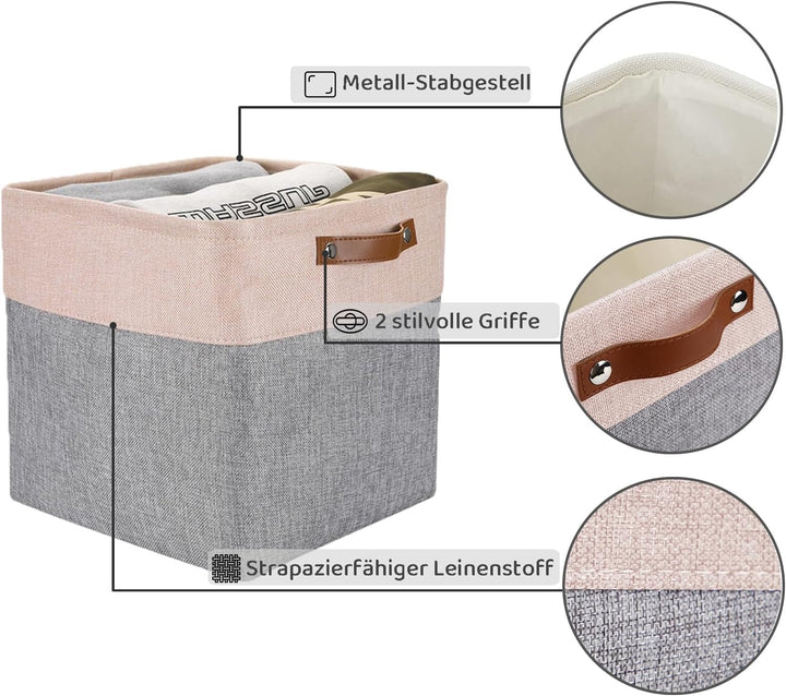 Mangata 25|28|30|33cm Aufbewahrungsbox Stoff, Aufbewahrungskorb für Regal, Korb Aufbewahrung, 3-er P