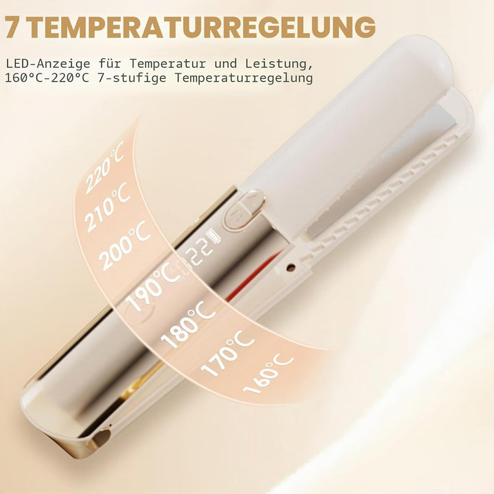 Mini Glätteisen, Air Haarglätter, Ionen Air Glätteisen, Tragbarer Reise-Haarglätter, LCD-Display, 16