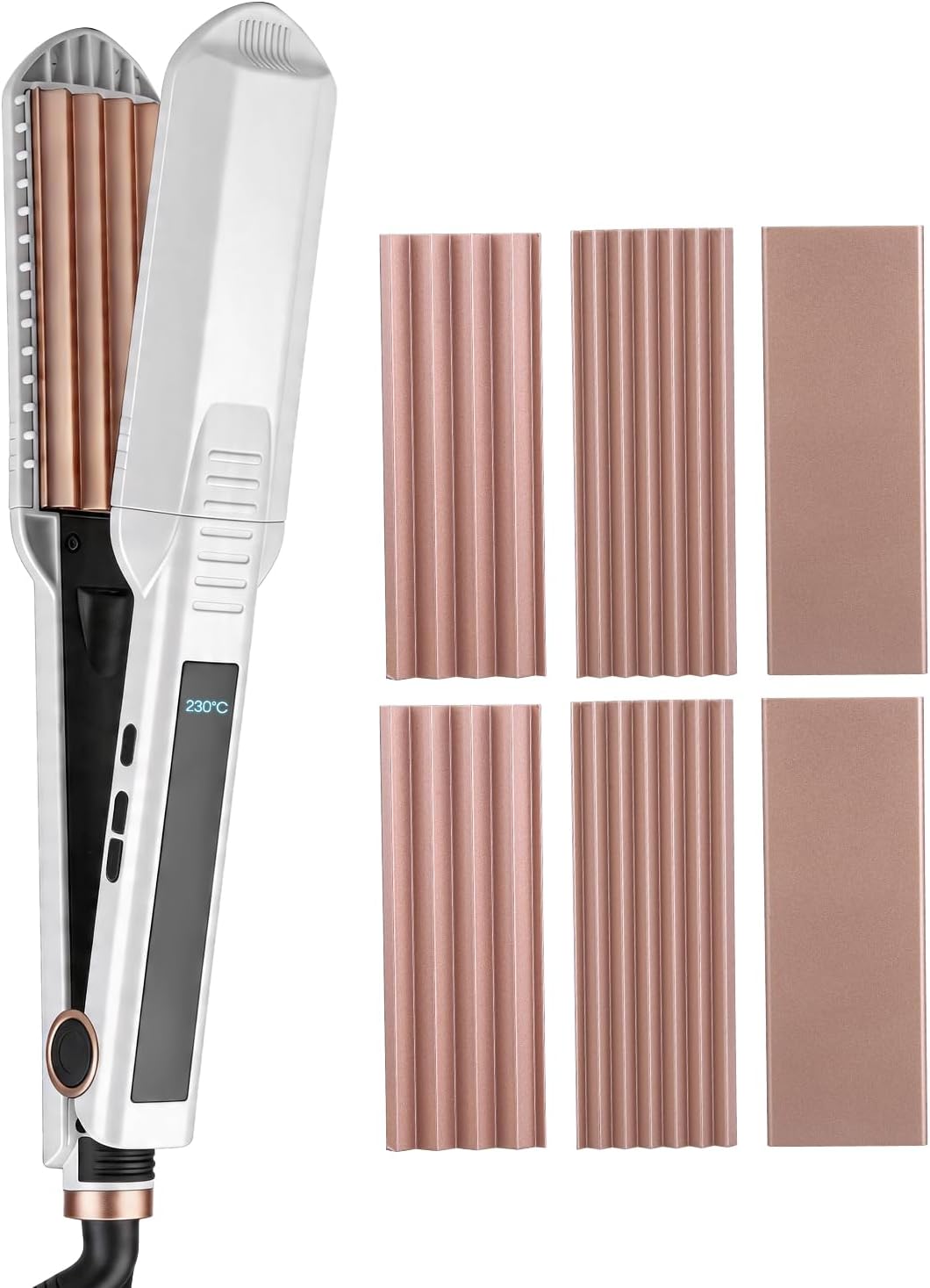 Glätteisen Welleneisen für Haare, 3 in 1 Multistyler Glätteisen Breit Set - Keramik mit Negativen Lo