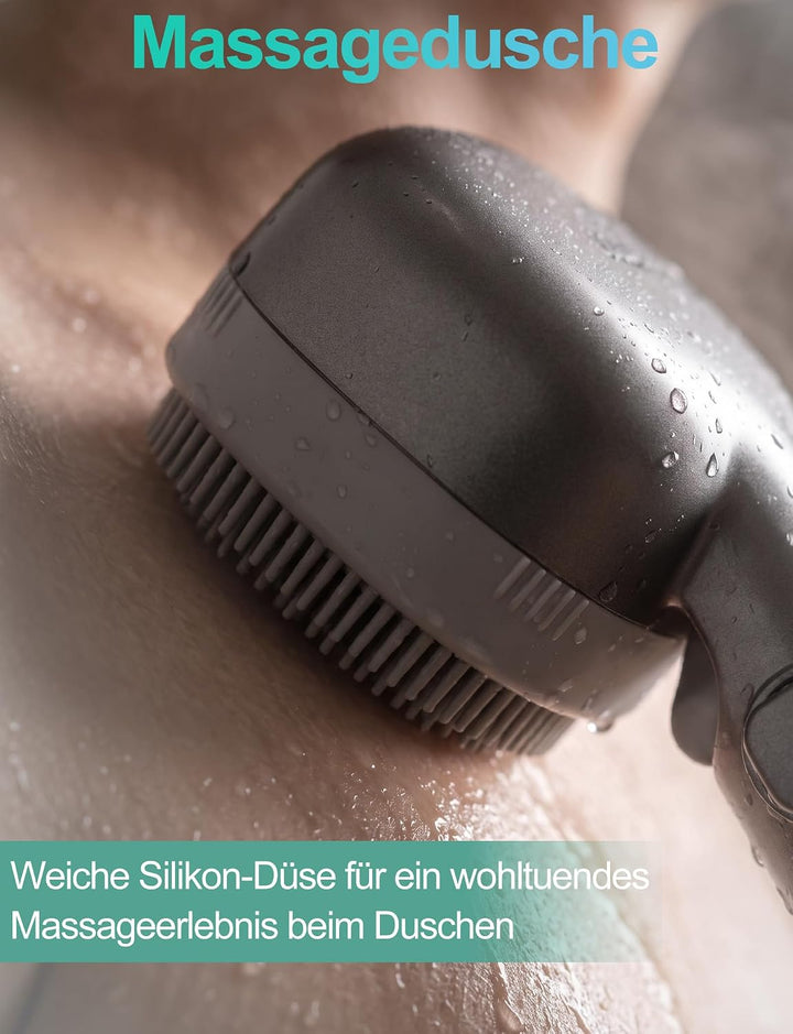 FEELSO quadratische Handbrause mit Filter und 4 Strahlarten, Gunmetal Grau, Grau