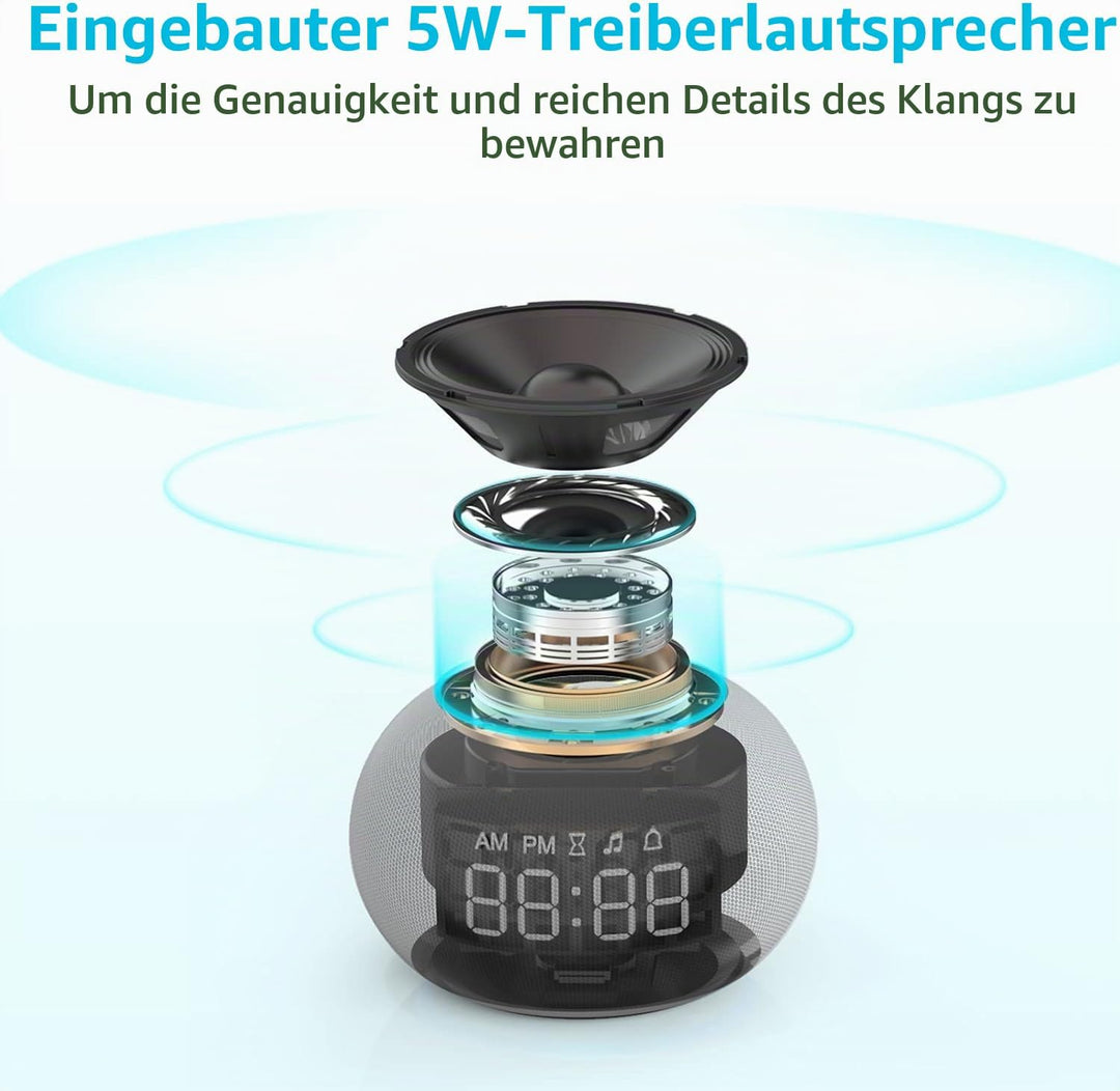 REACHER Auto-Dimmable Sound Machine Wecker mit Nachtlicht, 20 beruhigende Klänge, LED-Digitalanzeige