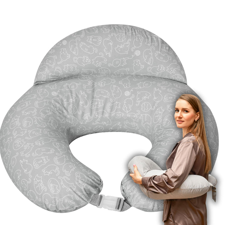 sei Design Stillkissen klein Baby- Stillhörnchen mit abnehmbaren Stillkissenbezug aus 100% Baumwolle