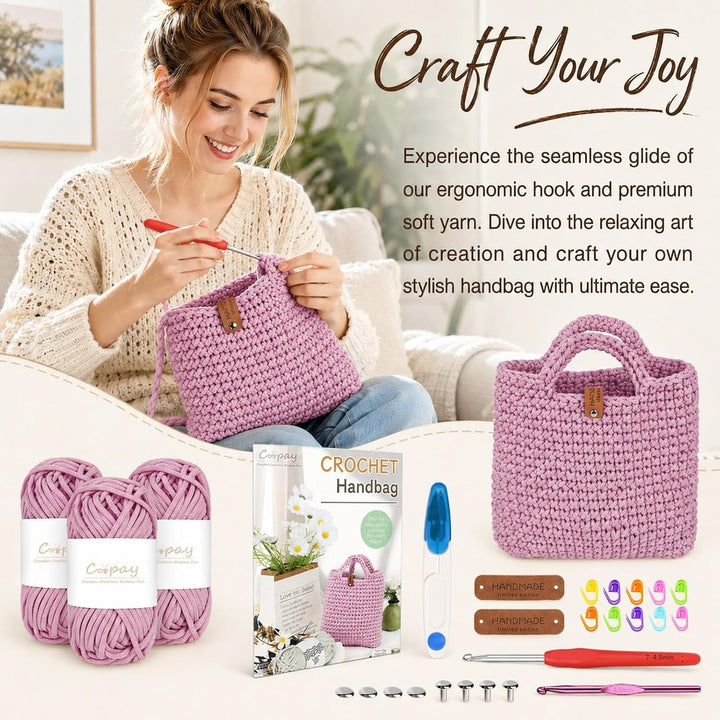 Chingcoo Häkelset für Anfänger - Crochet Set mit Häkelnadel 4,5mm Strickanleitung 5mm Dicke Wolle zu