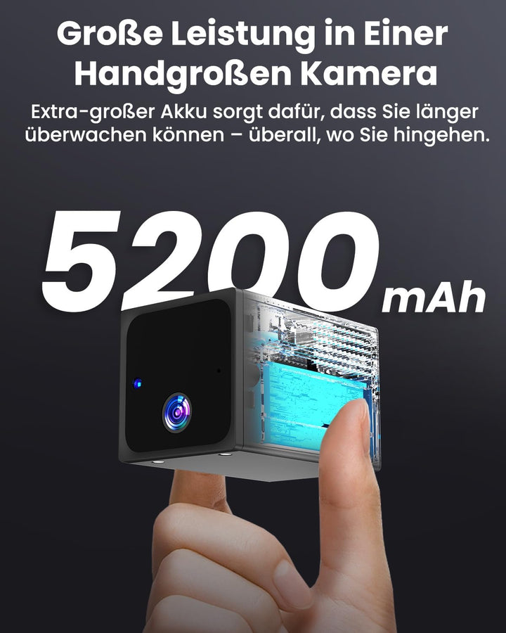 Bextgoo 4G LTE Überwachungskamera mit SIM Karte, 2K Mini Kamera ohne WLAN