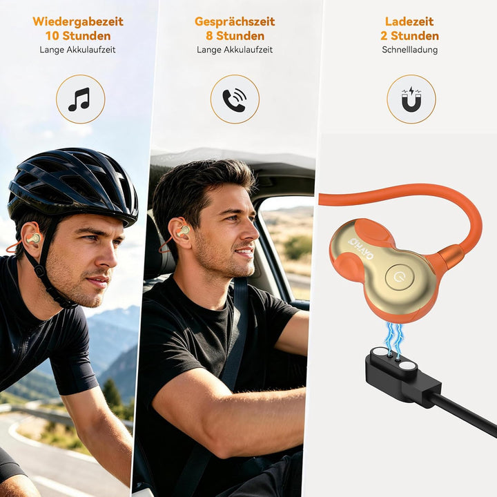 OHAYO Open Ear Kopfhörer Bluetooth, Kopfhörer Joggen, Bluetooth 6.0, Wasserdicht nach IPX7, 10h Lauf