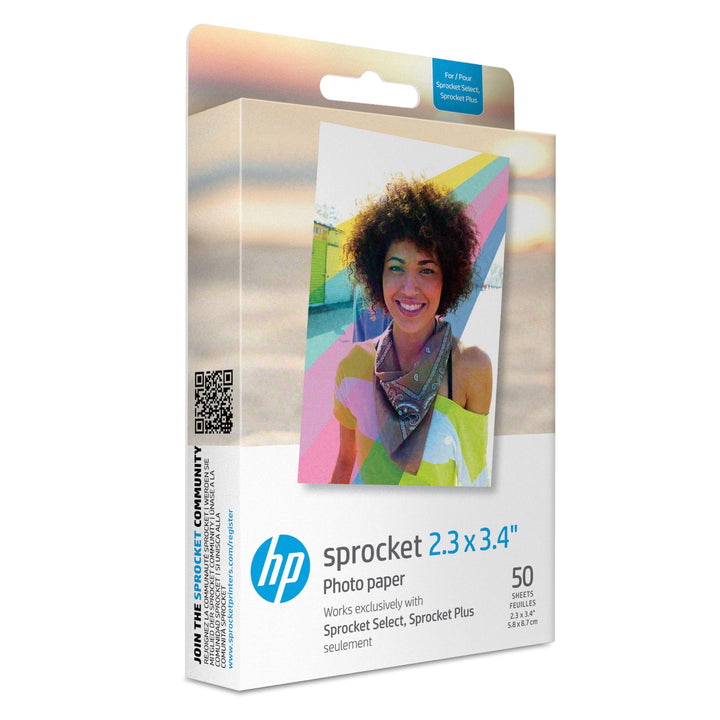 HP Sprocket 5,8 x 8,7 cm Premium Zink Fotopapier mit selbstklebender Rückseite (50 Blatt) Kompatibel