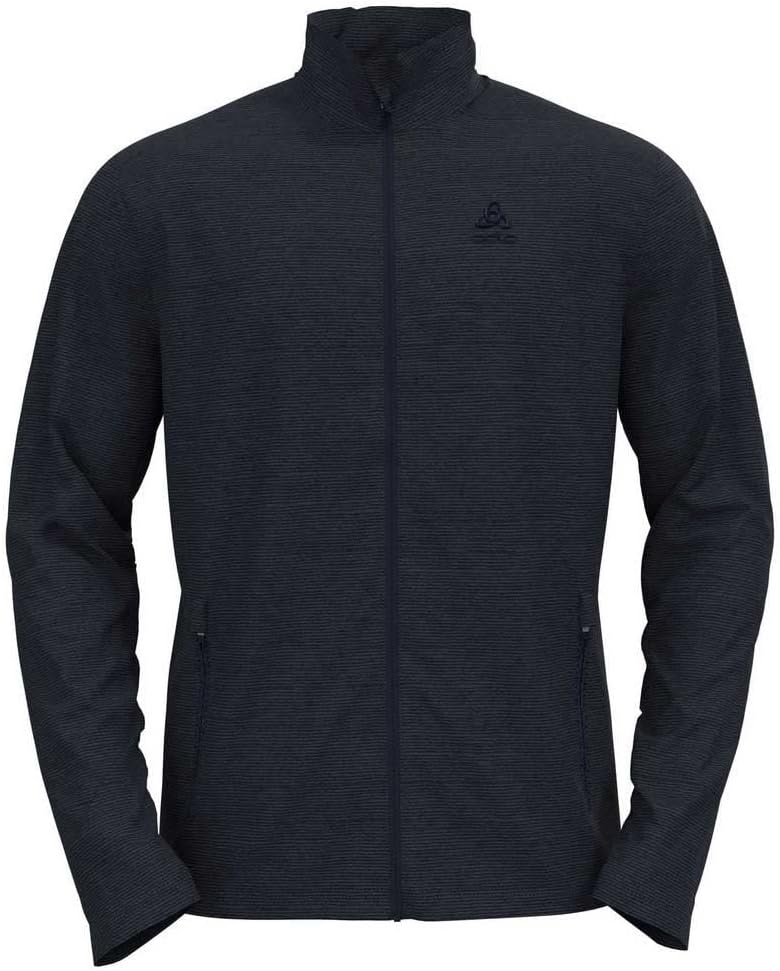 Odlo Herren Roy_542182 Mid Layer mit Reissverschluss (1er Pack) S Dark Sapphire - Black - Stripes, S