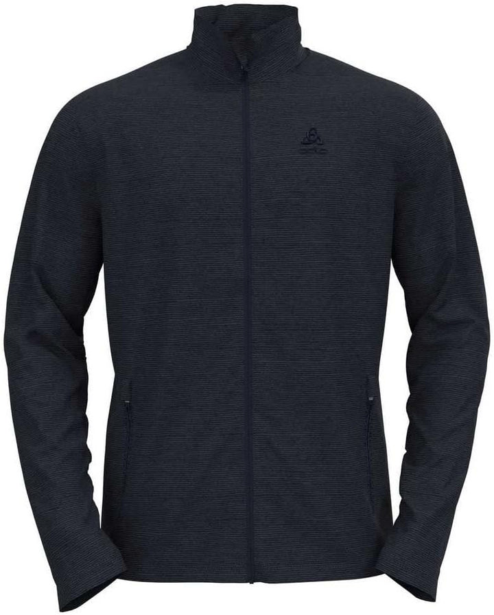 Odlo Herren Roy_542182 Mid Layer mit Reissverschluss (1er Pack) S Dark Sapphire - Black - Stripes, S