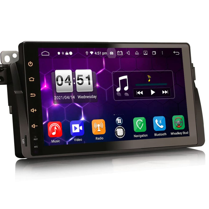 Erisin 9 Zoll Android 11.0 Autoradio Bluetooth mit GPS Navi Für BMW 3er E46 318 320 325 M3 Rover 75