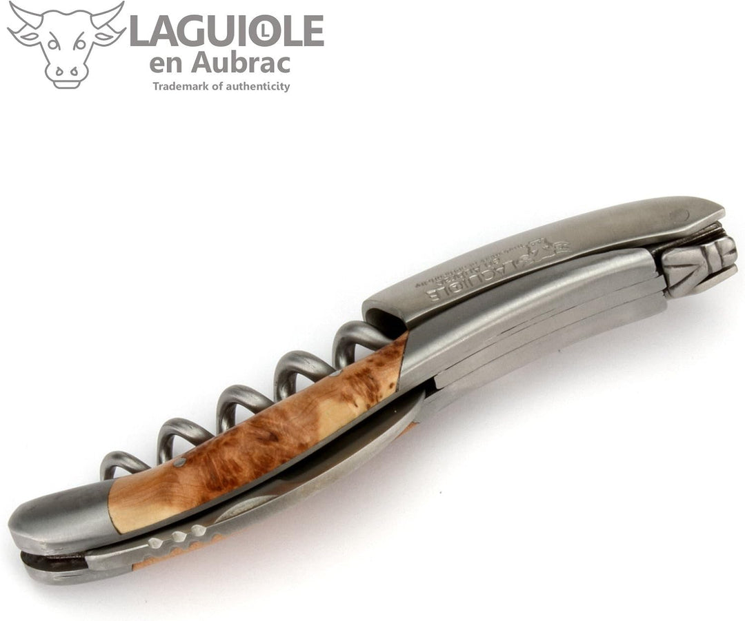 Laguiole en Aubrac Sommelierbesteck - Wacholder - Edelstahl matt - Kellnermesser Weinöffner Sommelie