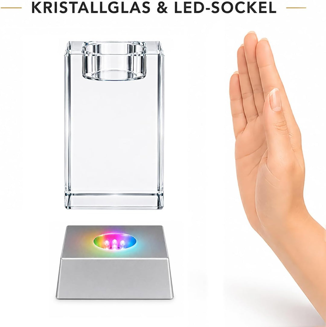 Kaltner Präsente Stimmungslicht - EIN ganz besonderes Geschenk: LED Kerze/Kristall Glasblock / 3D-La