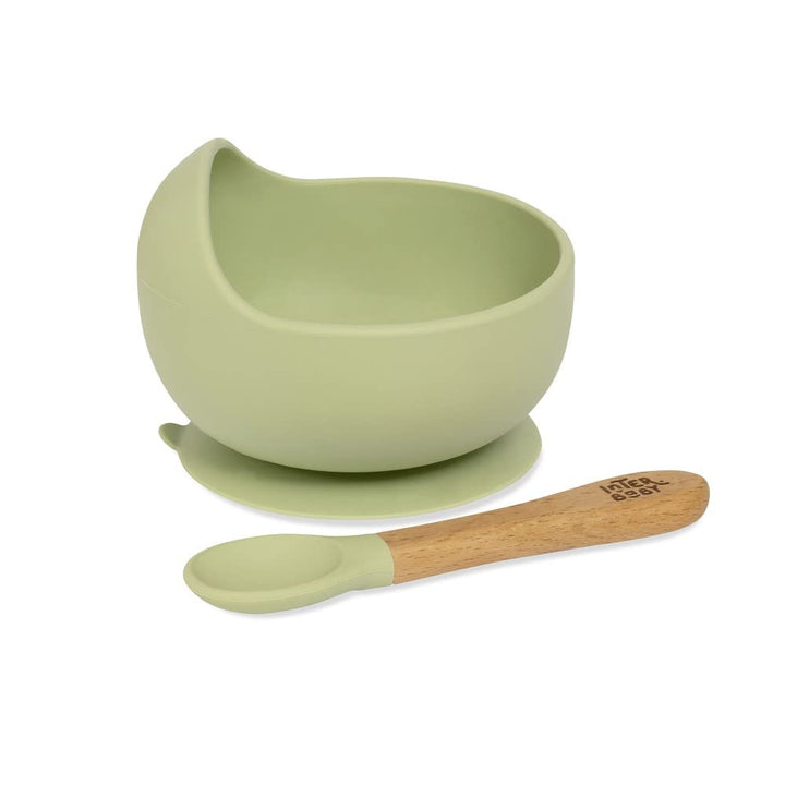 Interbaby Grüne Babyschale und Löffel aus Silikon, Grün