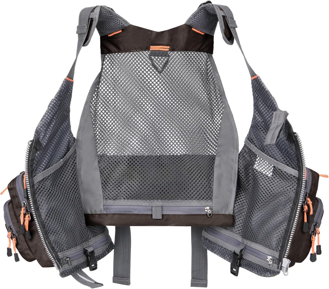 Gonex Anglerweste Herren, Verstellbar, Fliegenfischer Weste mit 18 Taschen | 14 SBS-Reissverschlusst