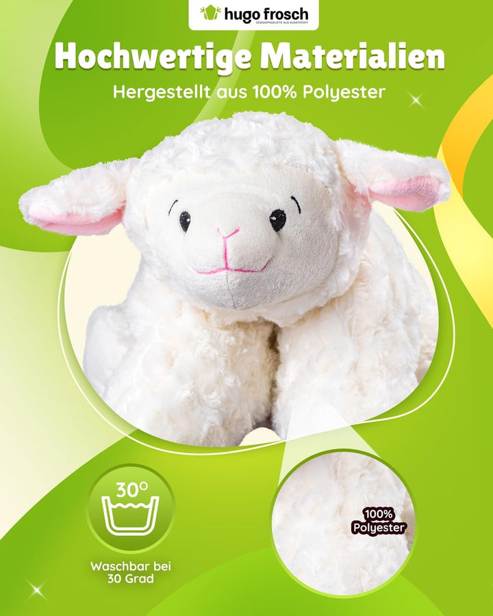 Hugo Frosch Wärmflasche Klassik 1,8 l mit Schaf-Kuschelkissen Weiss, Weiss