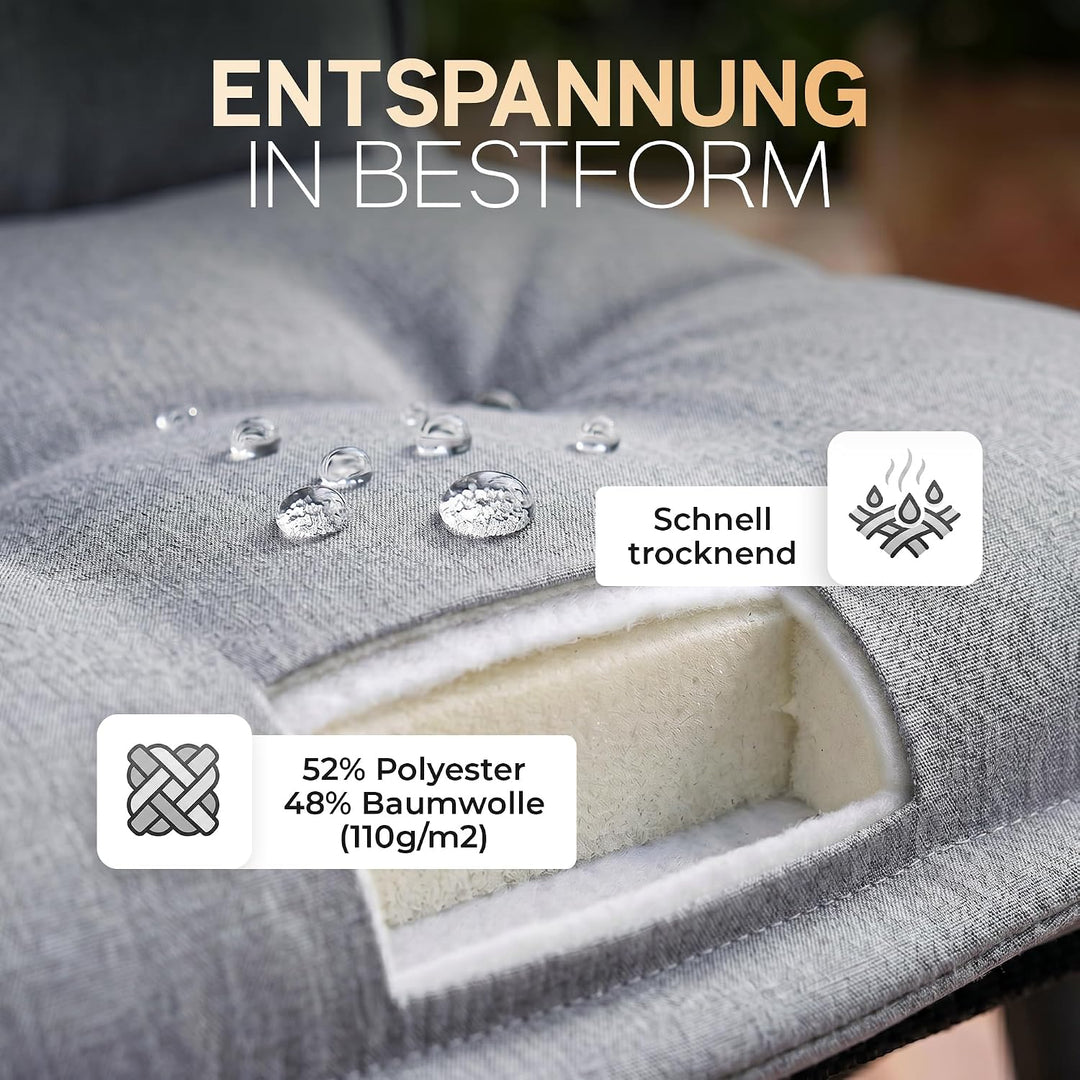 Hochlehner Auflagen, Made in EU, 2er Set, Grau 2-Stück Grau, 2-Stück Grau