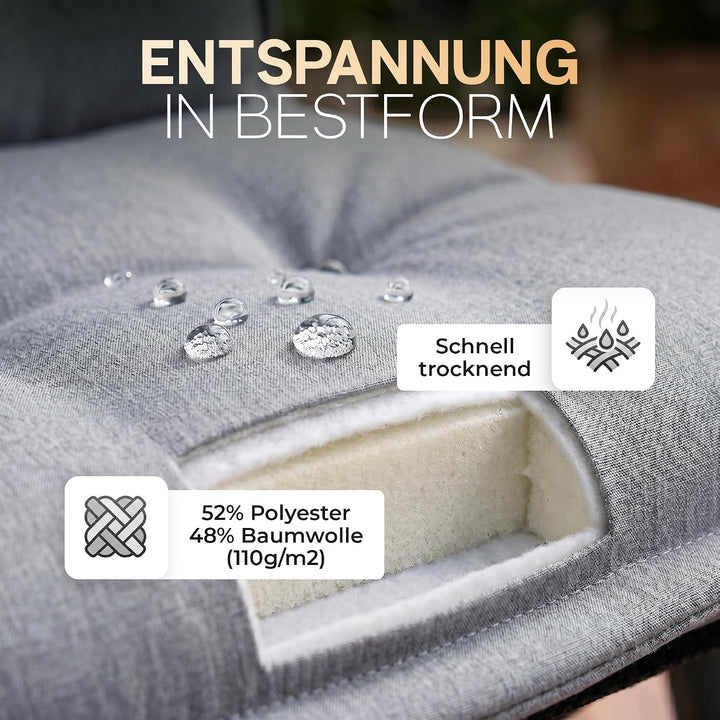 Hochlehner Auflagen, Made in EU, 2er Set, Grau 2-Stück Grau, 2-Stück Grau