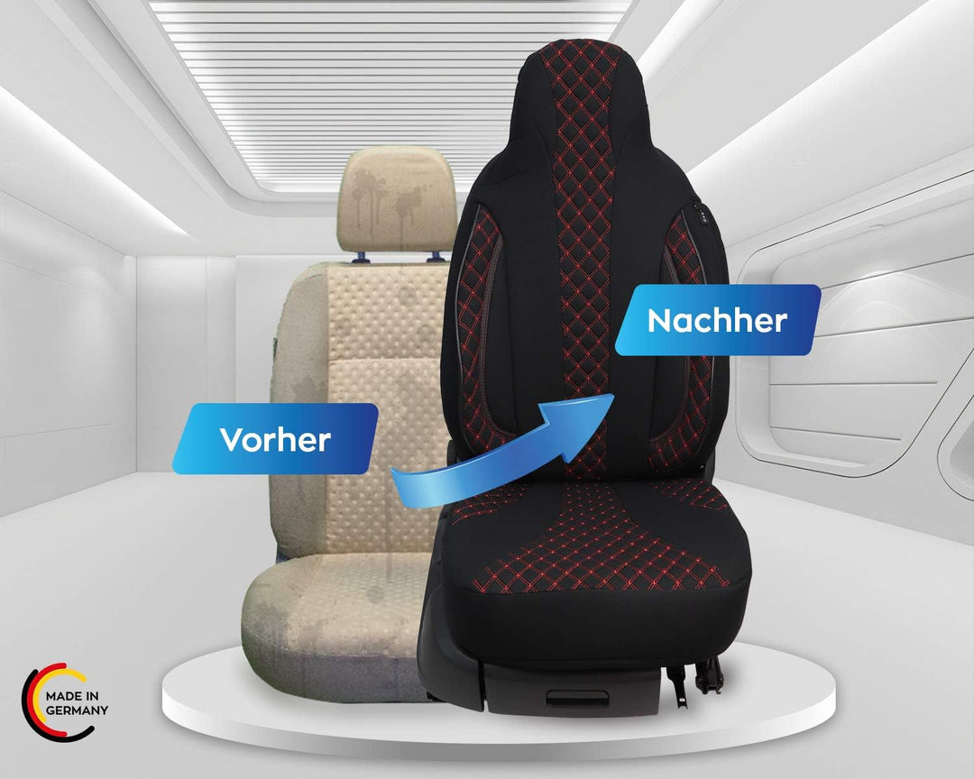BREMER SITZBEZÜGE Mass Sitzbezüge Schonbezüge für Subaru Forester S5 PL402 PL402 Schwarz/Rote Naht,