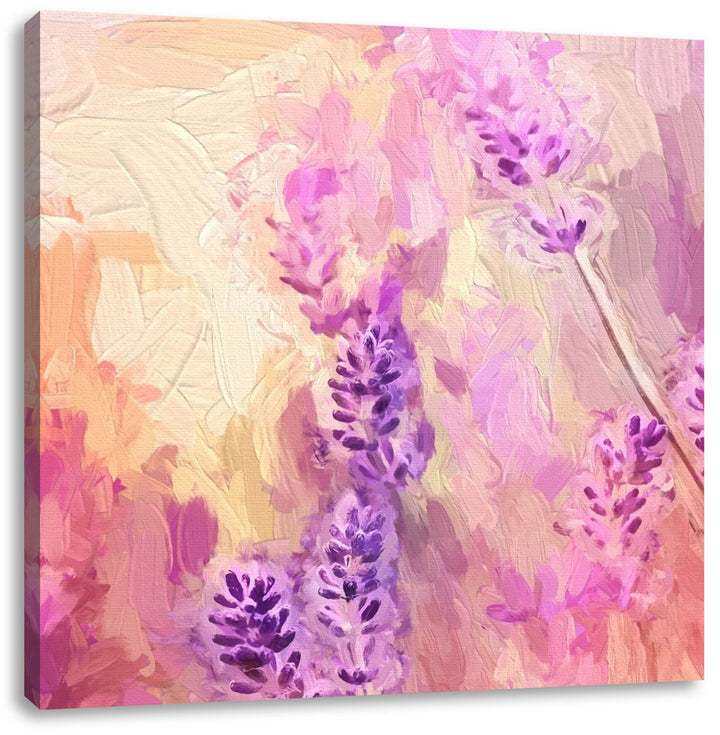 Pixxprint schöner Lavendel, Format: 70x70 als Leinwandbild, tolle Bilder fertig auf Holzrahmen gespa