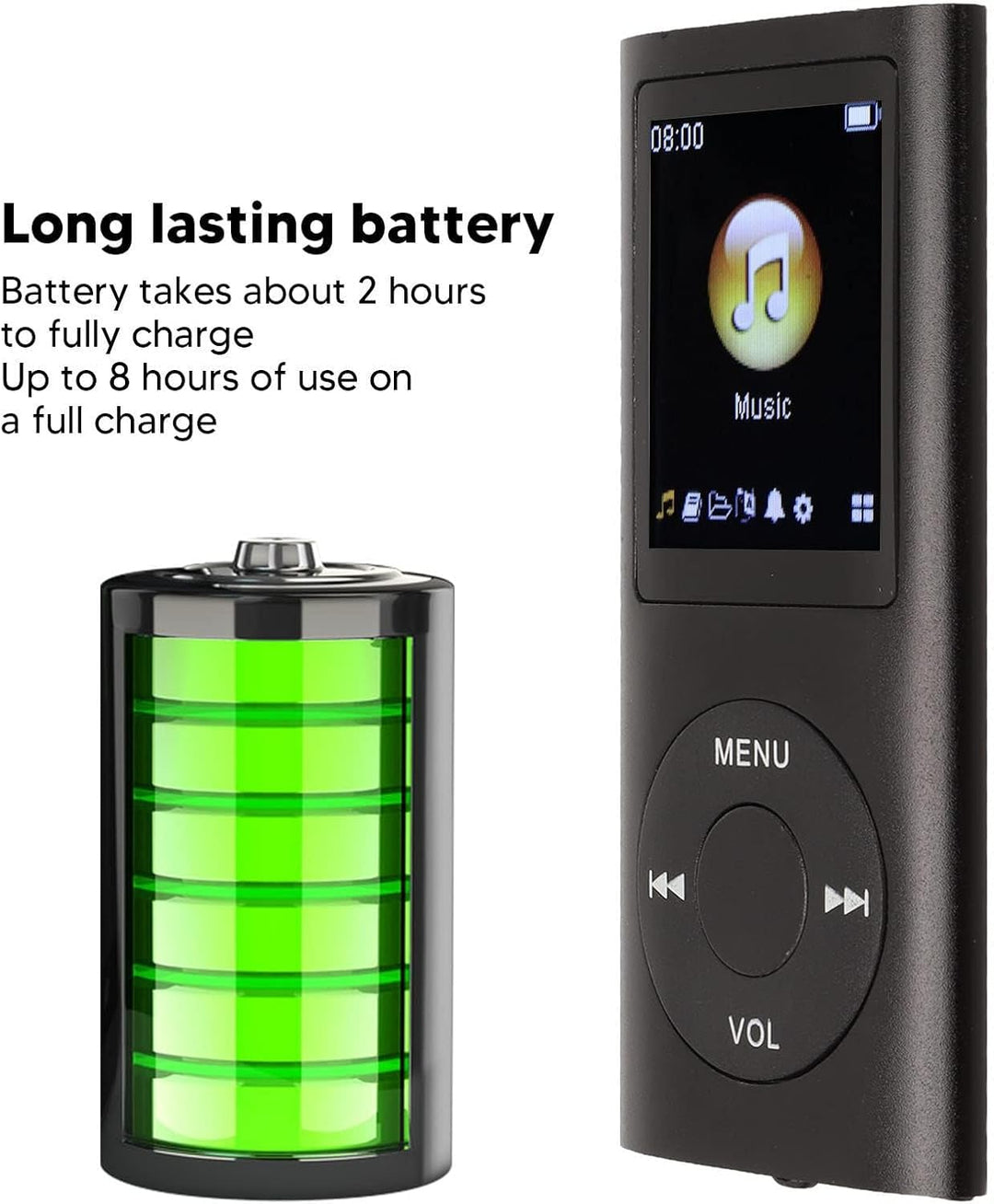 MP3-Player, Musik-Player mit 1,8-Zoll-LCD-Bildschirm, USB-Anschluss, Schlanker, Klassischer Digitale
