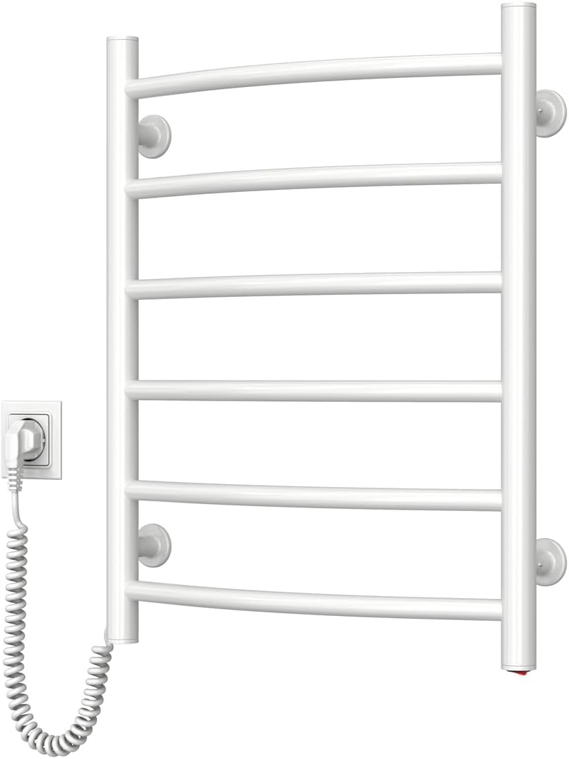 NAVIN Elektrischer Handtuchtrockner Camellia mit Druckknopf – Weiss (Weiss - Linkes, 480х600) Weiss