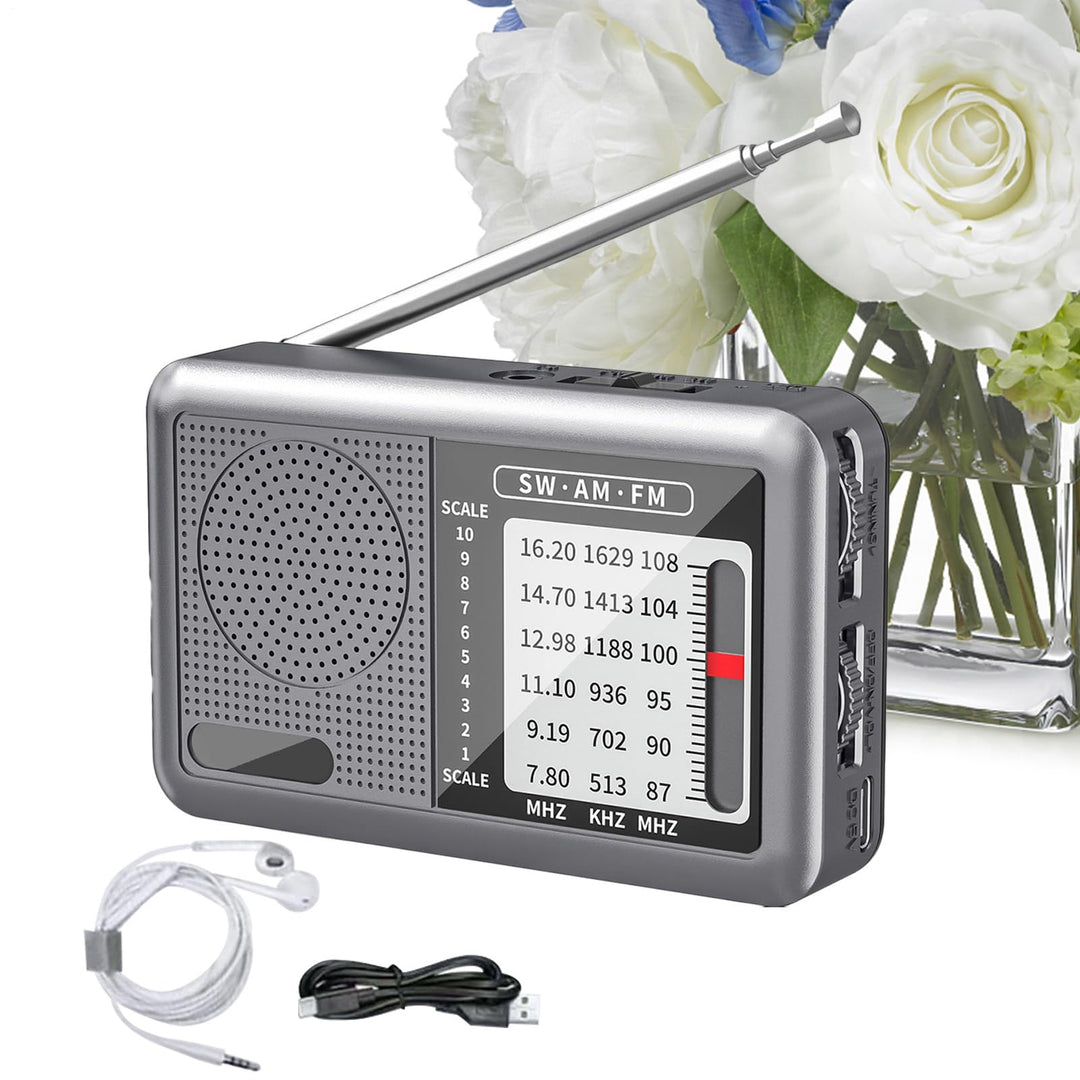 AM FM Radio Tragbar, Batteriebetriebenes Radio Mit Kopfhöreranschluss, Wiederaufladbarer Akku &amp; Kurz