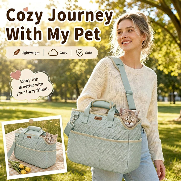 Hundetasche Faltbar Leicht mit Sicherheitsleine Dual Entry für Kleine Grün, Grün