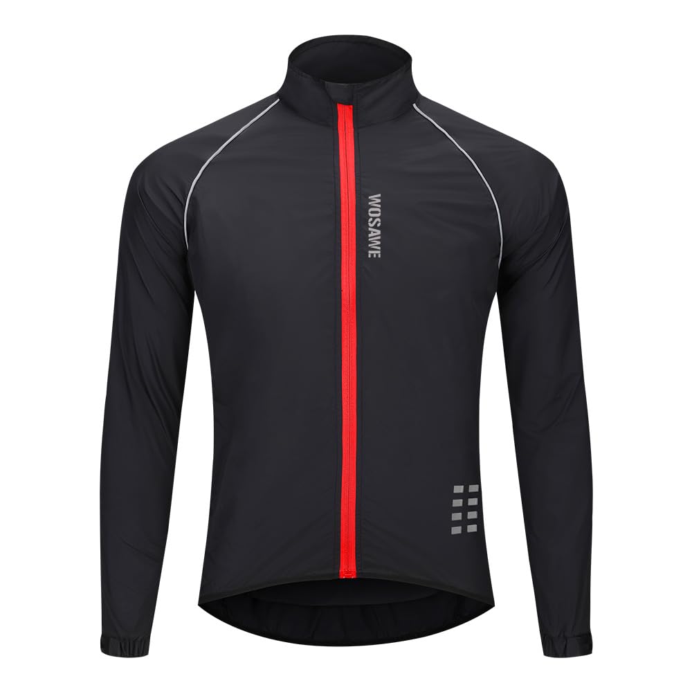 WOSAWE Herren-Fahrradjacke, Winddichte Radjacke Ultraleichte Sportbekleidung mit Reflektierendem Trä
