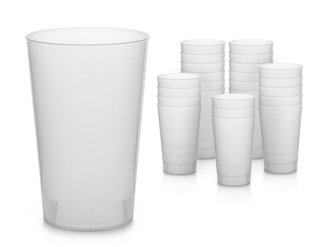 Octopus 25x Mehrwegbecher 500ml, Plastikbecher aus bruchsicherem Kunststoff, Plastik Trinkbecher für