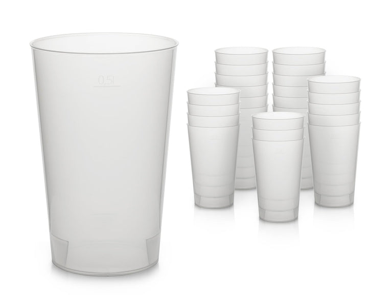 Octopus 25x Mehrwegbecher 500ml, Plastikbecher aus bruchsicherem Kunststoff, Plastik Trinkbecher für