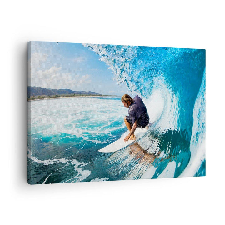 Bilder auf Leinwand Surfen Surfer Ozean Welle Leinwandbild 70x50cm Wandbilder Dekoration Wohnzimmer