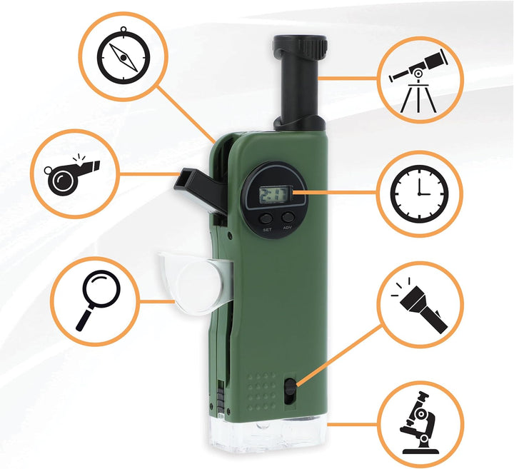 Carson X-Scope Multitool und Taschenmikroskop für Kinder (CP-11), Schwarz, X-Scope