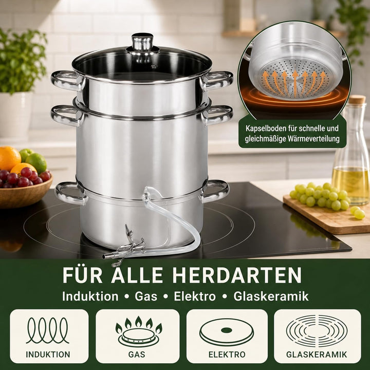 Dampfentsafter 5 Liter Edelstahl Ø 22 cm für alle Herdarten &amp; Induktion