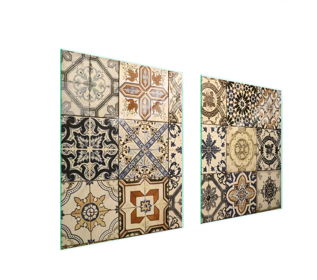 TMK ArtDeko Herdabdeckplatte 2 Teilig 40x52 + 45x52 cm - Spritzschutz Herdabdeckung – Herdschutz aus