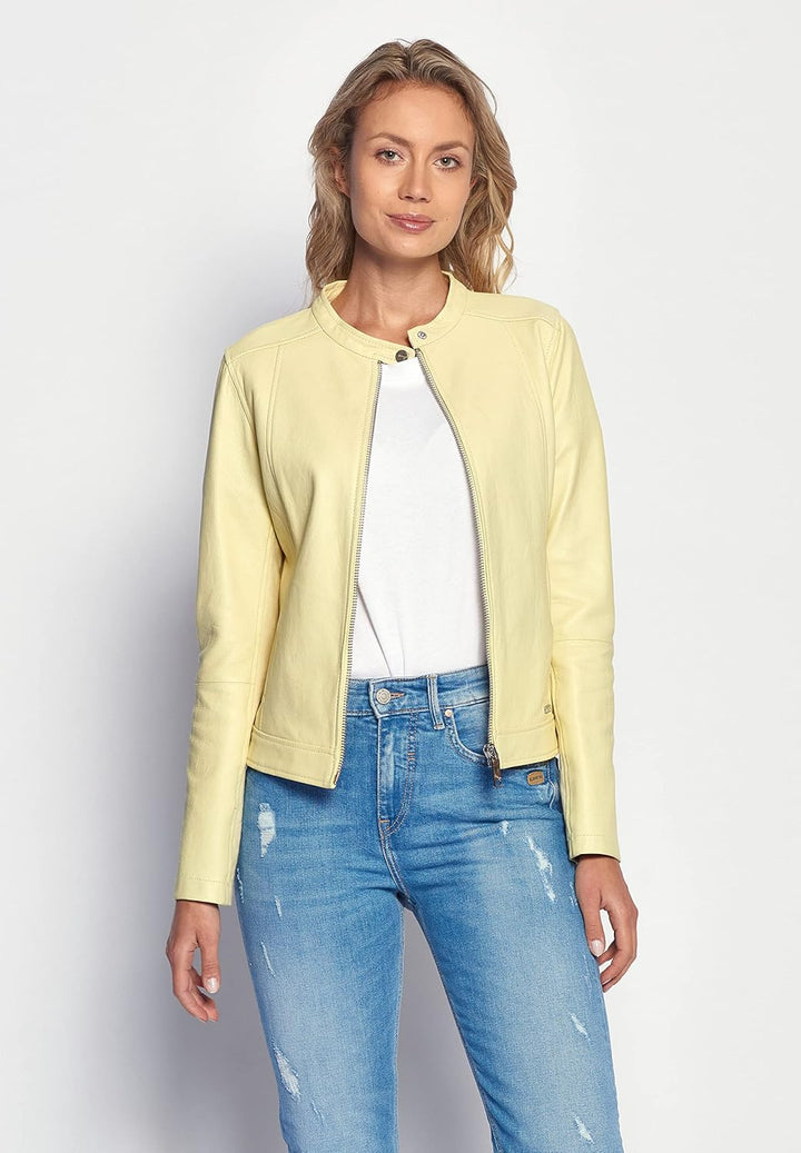 MAZE Damen Lederjacke Summerset L Gelb, L Gelb