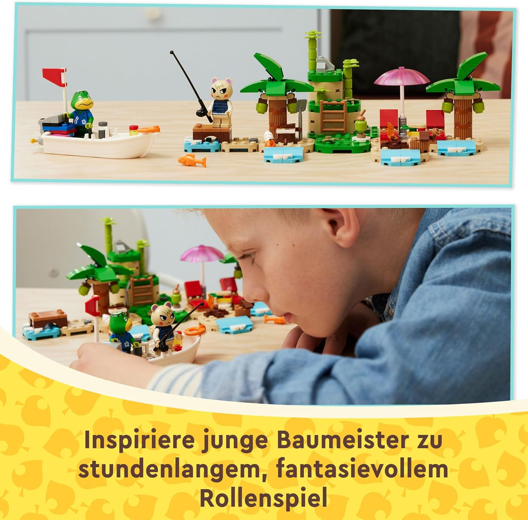 LEGO Animal Crossing Käptens Insel-Bootstour, kreatives Spielzeug für Kinder mit 2 Minifiguren aus d