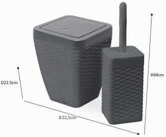Addis, Rattan-Kunststoff, anthrazit, Bin &amp; Toilet Set Bin &amp; Toilet Set Anthrazit, Bin &amp; Toilet Set A