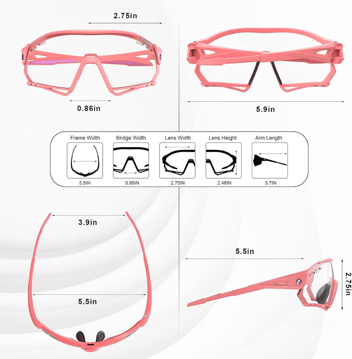 X-TIGER Fahrradbrille selbsttönend Sonnenbrille Herren Damen TR90 Rahmen UV400 Schutz Photochromatis