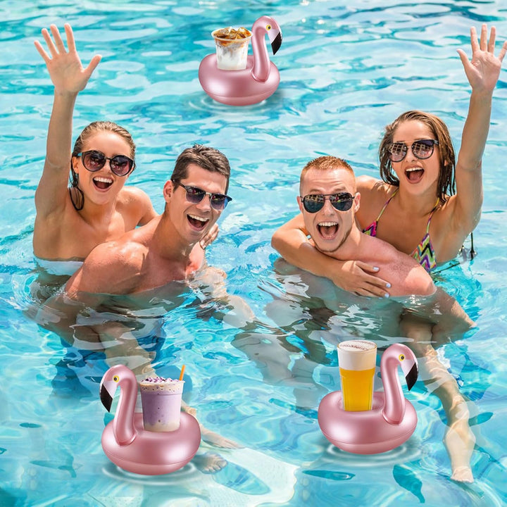 Aufblasbarer Getränkehalter Flamingo, 12 Stück Flamingo Schwimmring Getränke, Flaschenhalter Pool Sc
