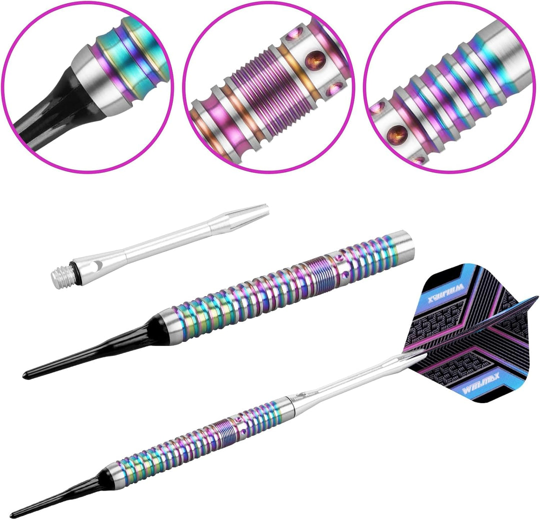 WIN.MAX Dartpfeile mit Metallspitze 90% Tungsten 3 Stück 90% Wolfram Stahl Darts 16-28 Gramm Dart pr