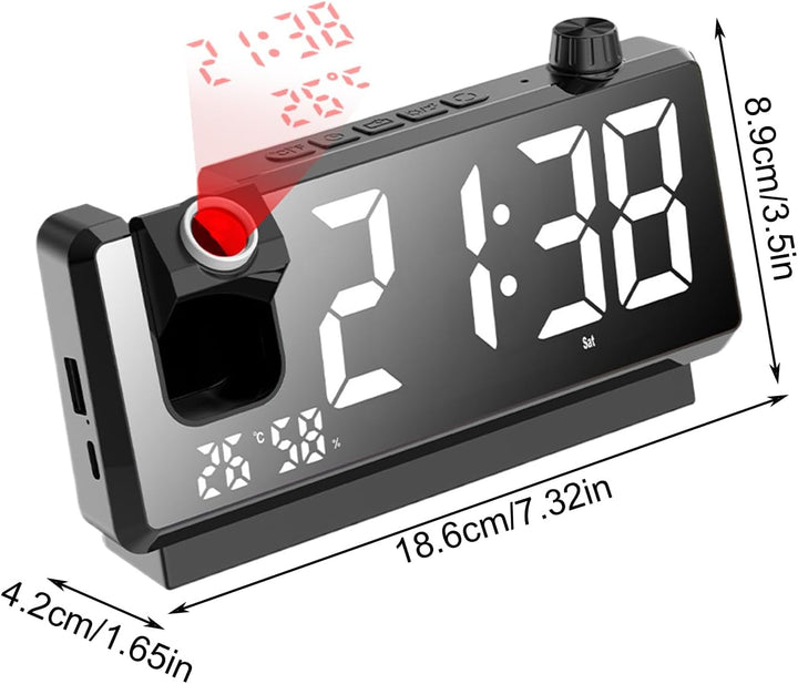 Time Projection Clock, Smart Electronic Alarm, Temperatursensor-Display, interaktiv, 180 ° drehbar,