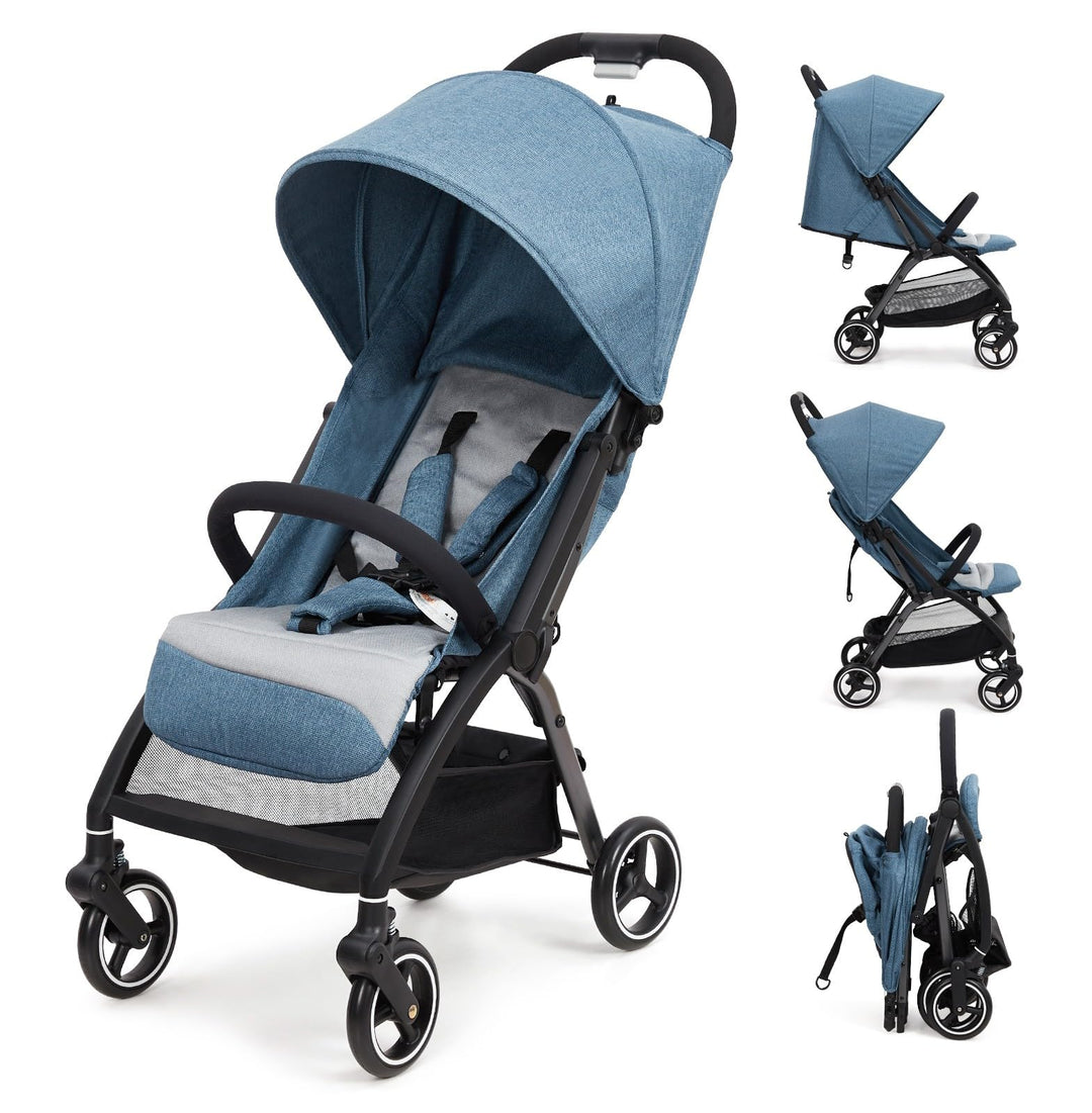 GarveeTech Leichter, Einhändig Klappbarer Kinderwagen, Kompakt Reisebuggy Blau, Blau
