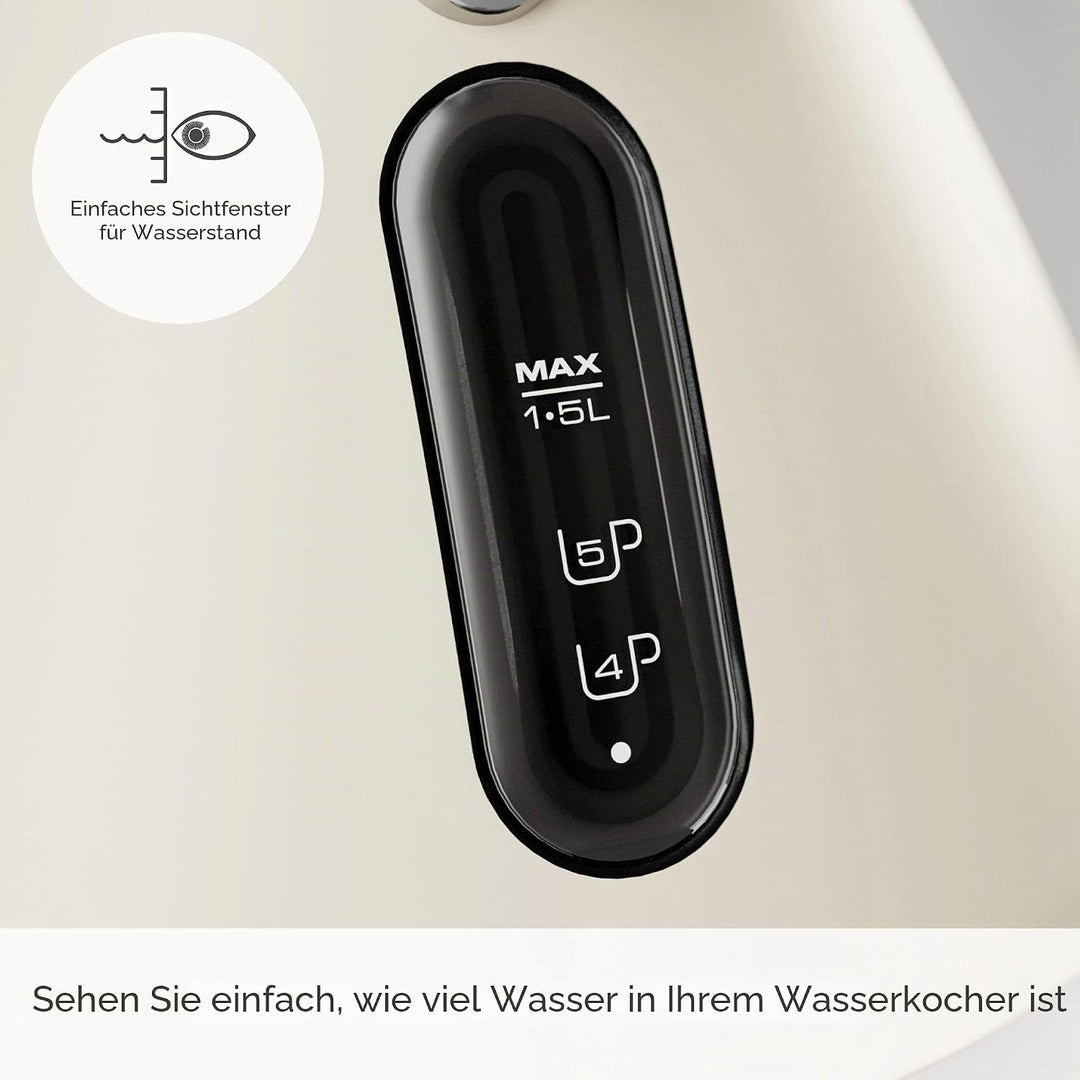 Morphy Richards Venture 100132 Wasserkocher, Pyramidenform, 1,5 l, 3 kW, Rapid Boil Cremefarben VENT