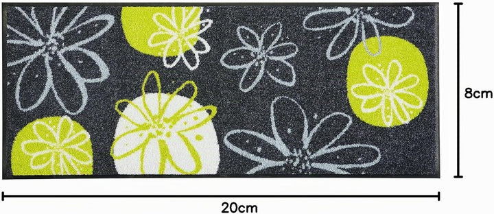Erwin Müller Fussmatte Koblenz, Schmutzfangmatte, Fussabtreter rutschhemmend, Blumenmotiv grau/grün