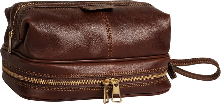 Piké Kulturtasche Echt Leder braun Damen, Herren - 017745